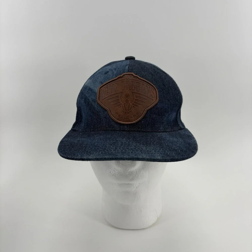Mitchell & Ness New‎ Orleans Pelicans NBA Denim Leather Patch Snap Back Hat Cap